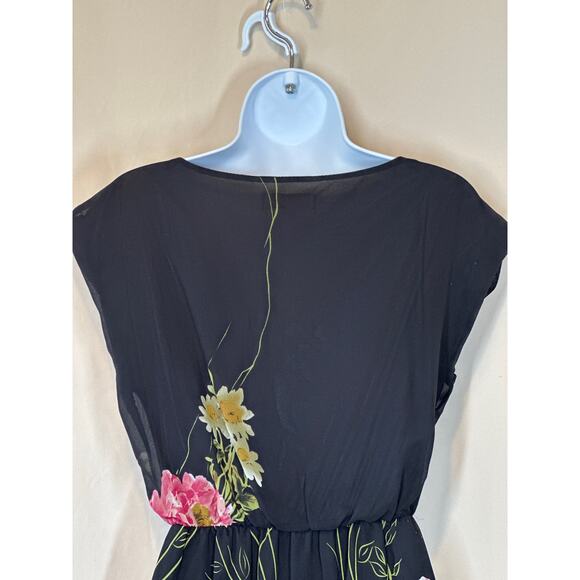 Chiffon Floral Dress S Fairy Dark Romantic Quite Luxury Old Money Date Night - Picture 7 of 13